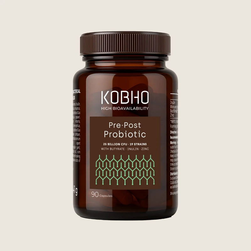 Probiótico Pre+Post con Zinc y ButiShield™ | KOBHO 60 cápsulas