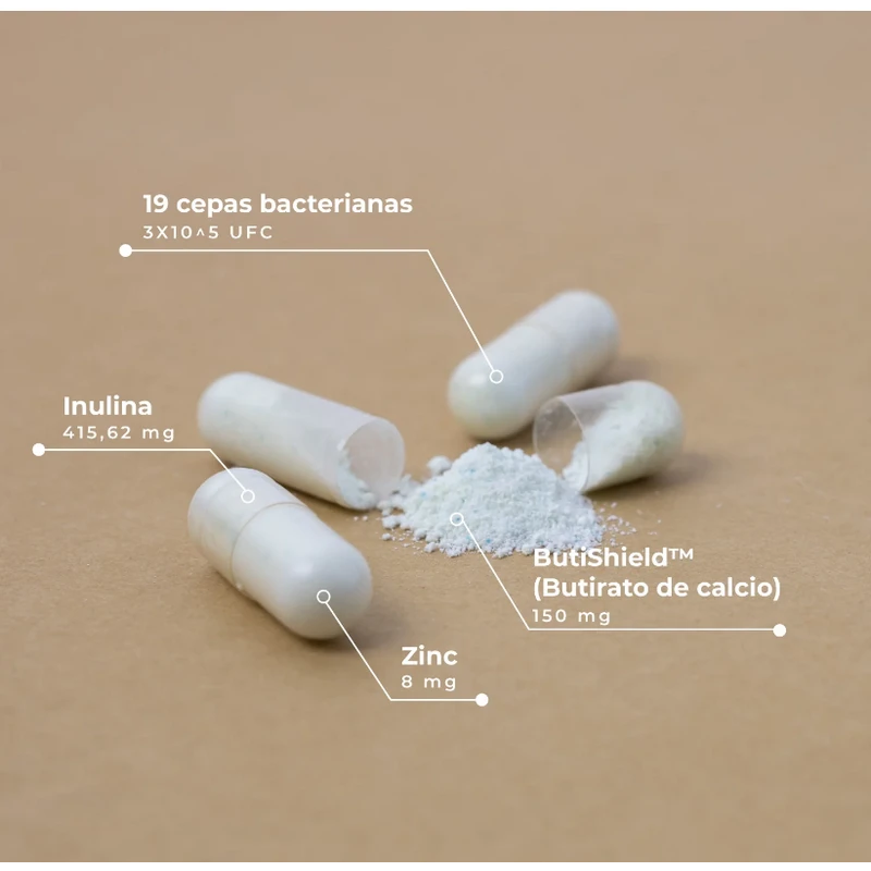Probiótico Pre+Post con Zinc y ButiShield™ | KOBHO 60 cápsulas