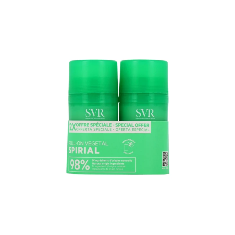 SVR Spirial Desodorante Vegetal Roll-On sin sales de aluminio dúo